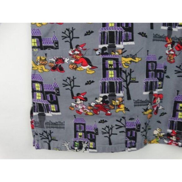 Disney Halloween Scrub Top Size XS Mickey Minnie Goofy Trick or Treating Shirt - Picture 4 of 7